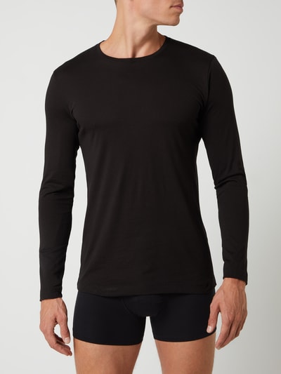 RAGMAN Body Fit shirt met lange mouwen van pima-katoen in een set van 2 stuks  Zwart - 3