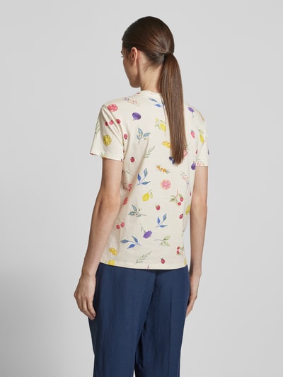 Jake*s Casual T-shirt z prążkowanym okrągłym dekoltem Złamany biały 5