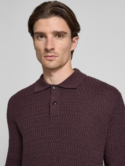 Samsøe Samsøe Strickpullover aus Woll-Mix mit Polokragen Modell 'CAIDEN' Bordeaux 3