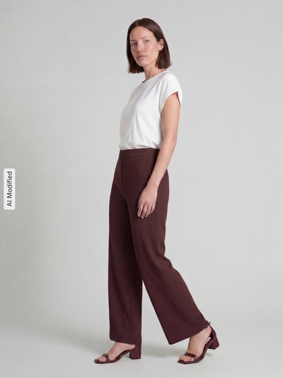 Raffaello Rossi Wijdte broek met elastische band model 'PALINA' Donkerbruin - 1