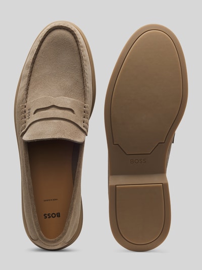 BOSS Loafersy z bydlęcej skóry welurowej Beżowy 4