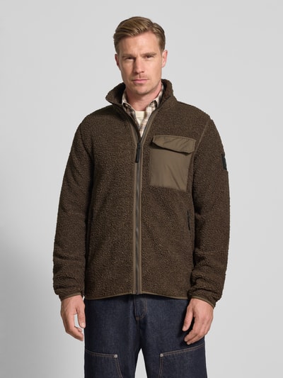 Didriksons Fleecejack met borstzak, model 'PETER' Donkerbruin - 4
