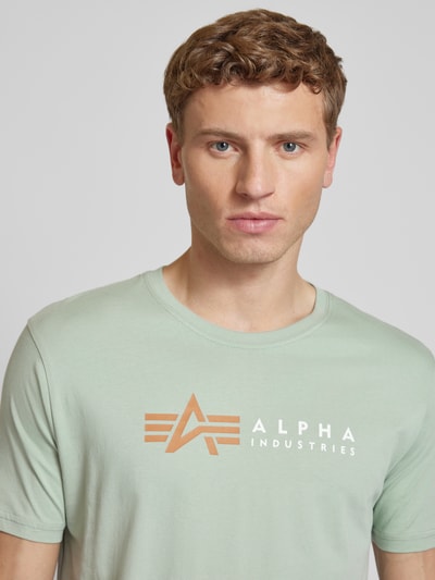 Alpha Industries T-shirt z nadrukiem z logo Limonkowy 3