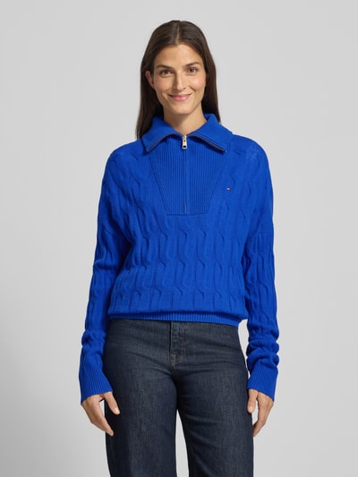 Tommy Hilfiger Relaxed Fit Strickpullover aus reiner Wolle mit Zopf-Muster Royal 4