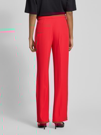 Review High waist stoffen broek met persplooien Kersenrood - 5