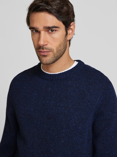 Marc O'Polo Regular Fit Pullover aus Tweedgarn  Dunkelblau 3