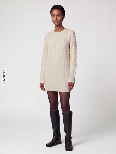 Polo Ralph Lauren Strickkleid aus Woll-Kaschmir-Mix Weiss 1