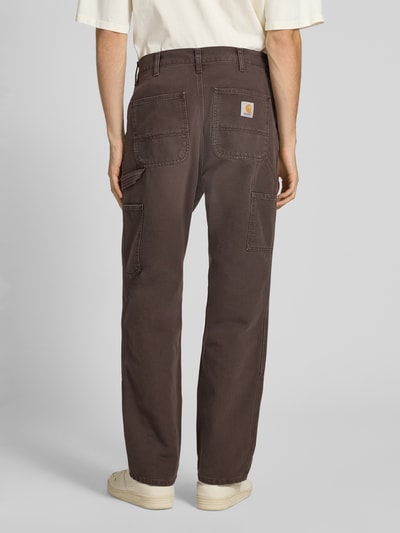 Carhartt Work In Progress Straight Leg Jeans mit Ziernähten Modell 'DOUBLE KNEE' Dunkelbraun 5