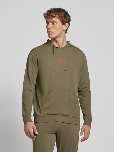 HUGO Hoodie mit Label-Print Modell 'Laze' Oliv 4