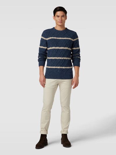 Fynch-Hatton Strickpullover mit Streifenmuster Marine 1