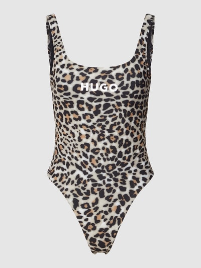 HUGO Badeanzug mit Animal-Print Modell 'LEO' Hellbraun 2