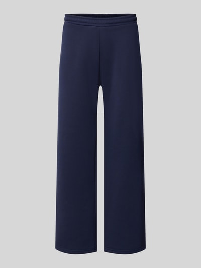 Produktfoto, Straight Fit Sweatpants Baumwoll-Mix von REVIEW in Dunkelblau mit elastischem Bund, Gesäßtasche und Label-Print, Herrenmode