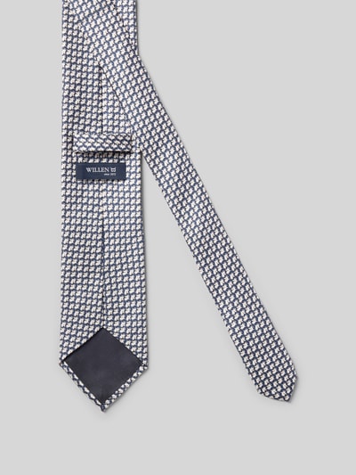 Productfoto, Krawatte aus reiner Seide mit Allover-Motiv-Print von Willen, Heren stropdas met all-over motiefprint, zuiver zijde, logodetail, Breedte bij maat 1: 8 cm
