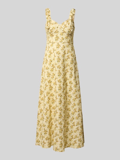 YAS Midikleid mit floralem Allover-Print Modell 'Elin' GELB 1