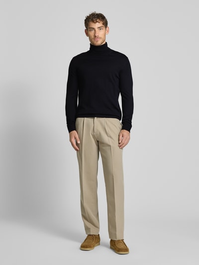 JOOP! Collection Sweter z wywijanym kołnierzem z wełny merino model ‘Donte’ Granatowy 1