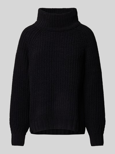 monari Gebreide pullover met opstaande kraag, model 'Chenille' Zwart - 2