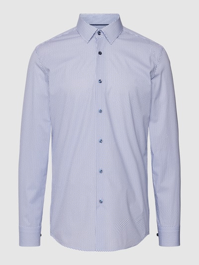 BOSS Slim Fit Slim fit zakelijk overhemd met all-over motief Bleu - 2