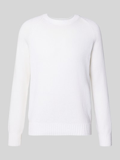 Produktfoto, Strickpullover aus Baumwoll-Kaschmir-Mix mit Rundhalsausschnitt von GRAN SASSO in Weiß, Bouclé-Optik, Slim-Fit, für Herren