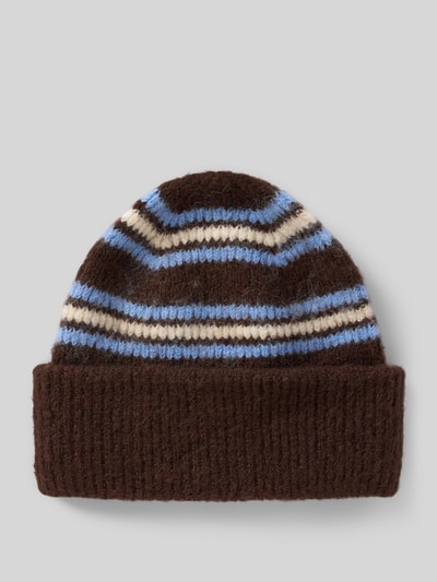 OPUS Beanie met brede omslag Model 'Alenie' Donkerbruin - 1
