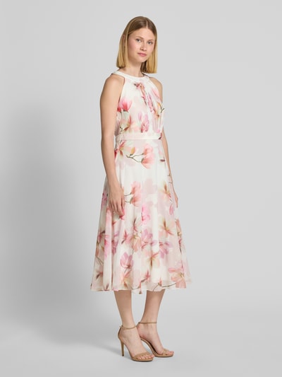 Christian Berg Cocktail Cocktailkleid mit Raffungen und Taillenband Ecru 1