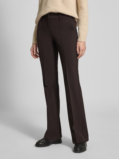 Cambio Broek met persplooien, model 'FARAH' Donkerbruin - 4