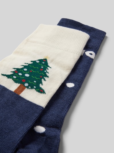 s.Oliver RED LABEL Socken aus Bio-Baumwoll-Mix mit weihnachtlichen Designs Dunkelblau 2