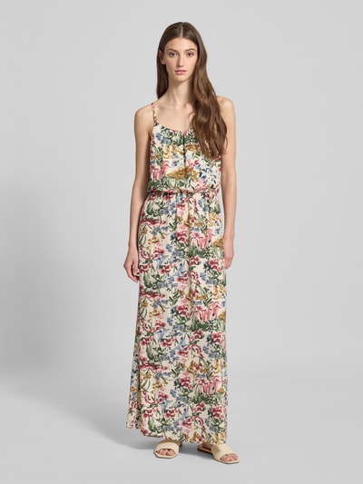 Only Getailleerde maxi-jurk met all-over motief, model 'WINNER' Ecru - 4
