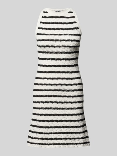 Produktfoto, Knielanges Kleid in Strick-Optik von REVIEW aus puur katoen, nauwsluitend, tricotlook, semi-transparant, mouwloos design, ronde hals, zwart-wit gestreept