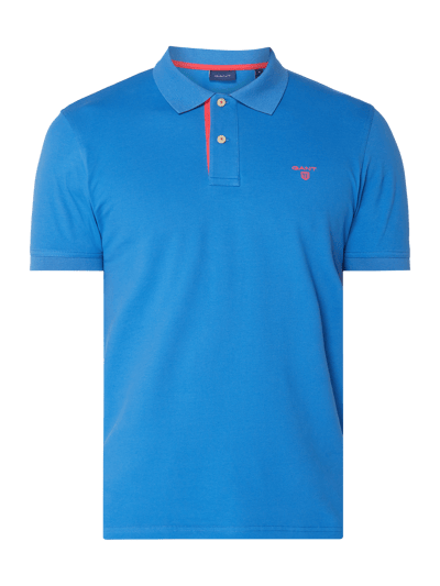 Gant Poloshirt met geborduurd logo  Blauw - 2