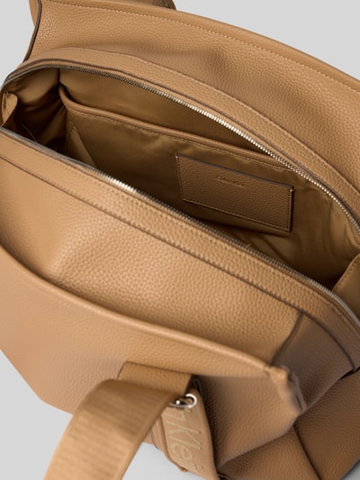 Produktfoto, Shopper aus Baumwoll-Mix von CK Calvin Klein, Damen Shopper, beige Farbe, strukturierte Oberfläche, silberner Reißverschluss