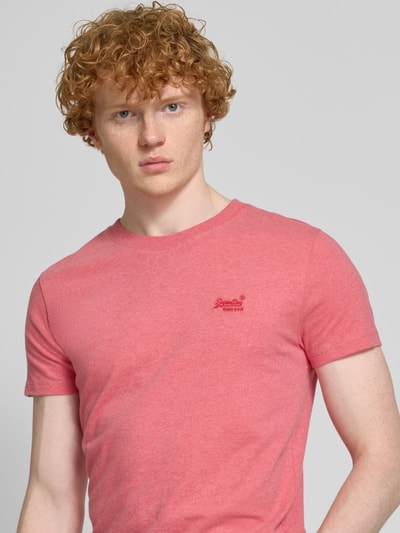 Superdry T-shirt z wyhaftowanym logo Różowy melanż 3