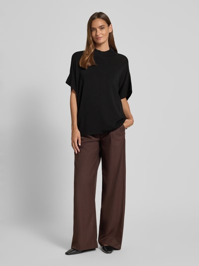 More & More Strickshirt aus Viskose-Mix mit Stehkragen Black 1