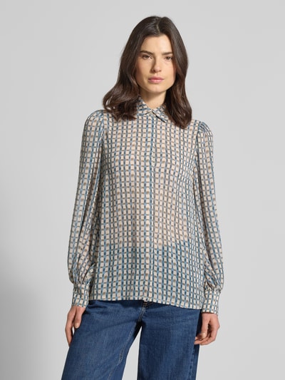 Jake*s Collection Relaxed Fit overhemdblouse in semitransparant design Ecru - 4