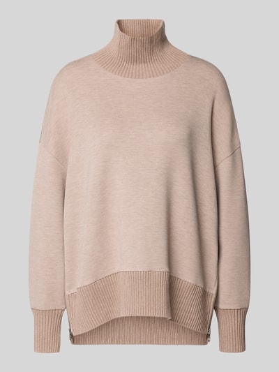 Produktfoto, Sweatshirt mit Stehkragen und überschnittenen Schultern von VARLEY, beżowy kolor, luźny fason, dzianina z domieszką wiskozy, widok z przodu