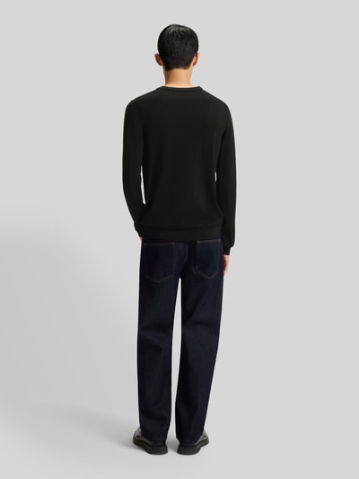 HUGO Regular fit gebreide pullover van merinowol, model 'SAN CEDRIC' Zwart - 5