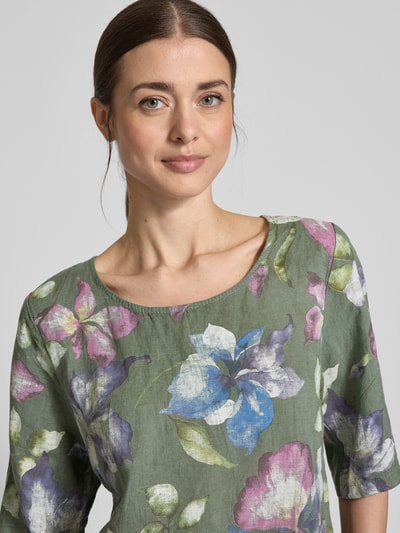 ZABAIONE Loose Fit Blusenshirt aus reinem Leinen Khaki 3