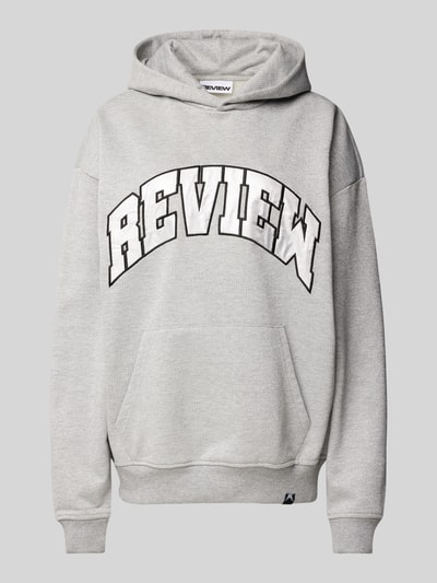 Review Oversized Hoodie mit Label-Print Hellgrau Melange 2