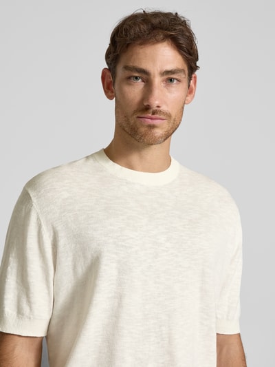 SELECTED HOMME Regular fit gebreid shirt van een mix van katoen en linnen, model 'BERG SUN' Offwhite - 3