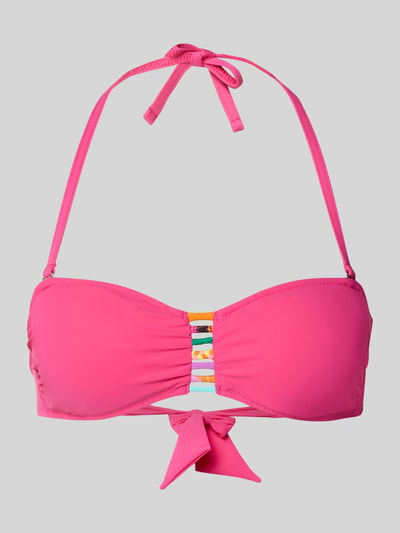 Produktfoto, Bikini-Oberteil mit Zierbesatz Modell 'Zino' von Banana Moon, różowy, elastyczny materiał, wstawka kolorowa, Halterneck