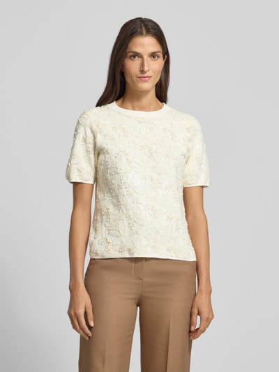 s.Oliver BLACK LABEL Regular fit shirt met glittergaren en pailletten Wit - 4
