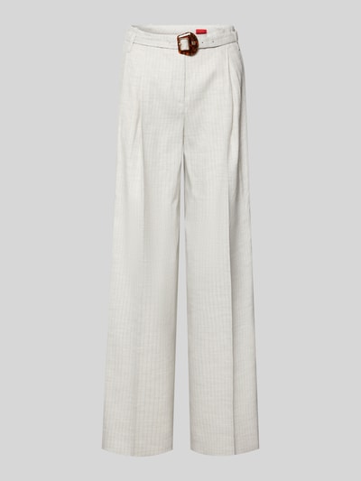 Produktfoto, Weite Hose aus Leinen-Mix mit Gürtelschnalle von HUGO, Optik: Unifarben, Passform: Wide Leg, seitliche Eingrifftaschen