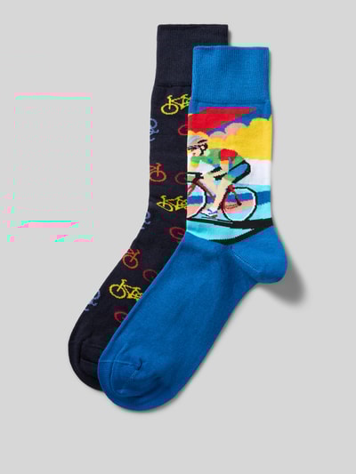 Christian Berg Men Sokken met elastische ribboordjes in een set van 2 paar Metallic blauw - 1