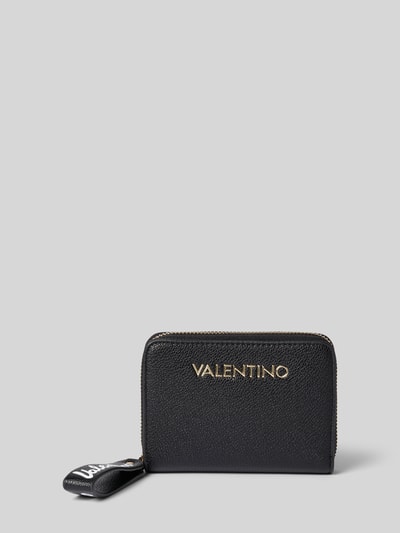Produktfoto, schwarzes Portemonnaie in Leder-Optik Modell 'Ryta' von VALENTINO BAGS mit Reißverschluss, Logo-Detail, Damen Accessoire