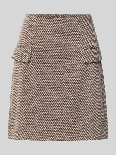 Produktfoto, spódnica mini z elastycznej mieszanki materiałów z dodatkiem wiskozy Model 'Kate' od ICHI, Linia a, Kieszenie z patką, fakturowany wzór, Szerokość w rozmiarze S: 38 cm, całkowita długość w rozmiarze S: 49 cm