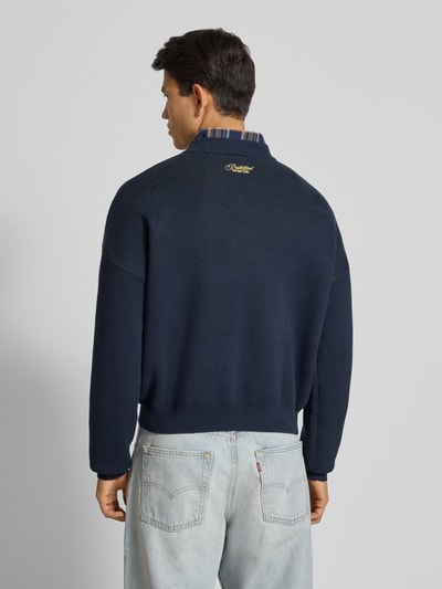 PROHIBITED Gebreide pullover met embleem en ronde hals Marineblauw - 5