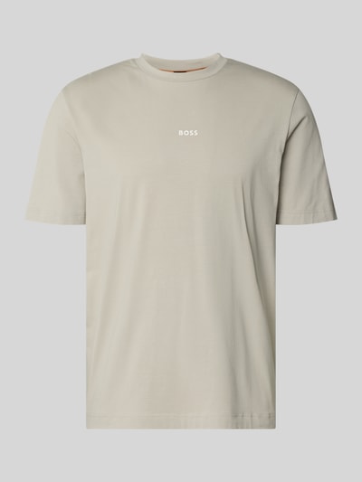 Produktfoto, Regular Fit T-Shirt aus Baumwoll-Mix Modell 'TCHUP' von BOSS Orange, Optik: Unifarben, Label-Schriftzug, Kurzarm, Feinripp-Struktur.