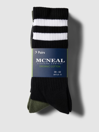 MCNEAL Socken mit Kontraststreifen im 3er-Pack Oliv 3