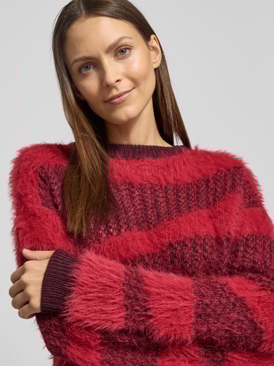 Vero Moda Regular fit gebreide pullover met structuurmotief, model 'CALLIE' Bordeaux - 3