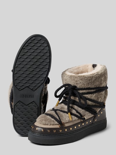 INUIKII Snowboots van leer met teddybont, model 'CURLY ROCK' Taupe - 4