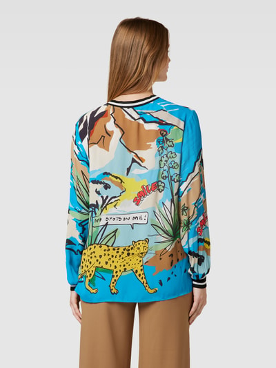 Marc Cain Blouse met all-over motiefprint Petrol - 5